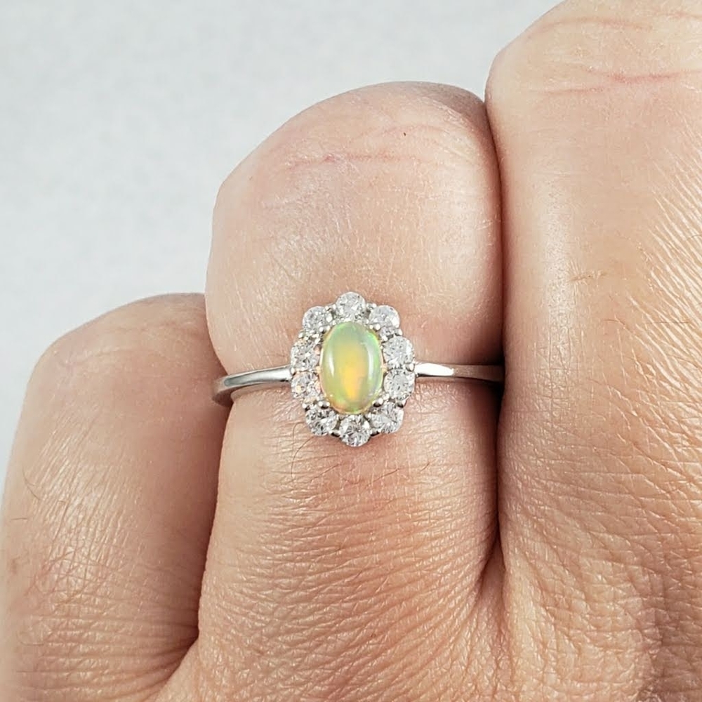 Sterling Silver Natural Opal Ring - Picture 6 of 9